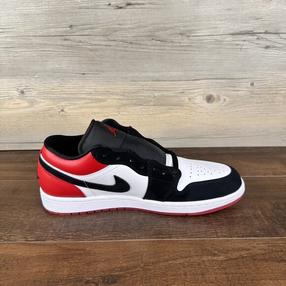 Nike Air Jordan 1 Low Black Toe Mens Size 10.5 White Black Gym Red IB8971 106 - Picture 6 of 9